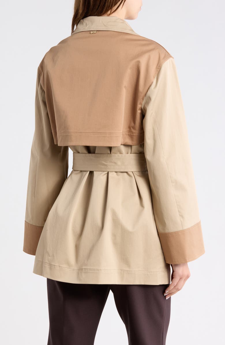 BOSS Cowala Belted Stretch Cotton Coat, Alternate, color, Medium Beige