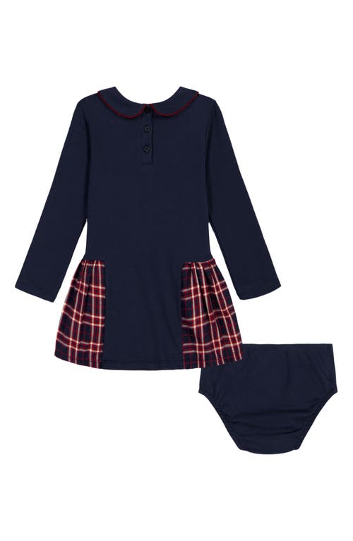 Tommy Hilfiger Peter Pan Collar Mixed Media Dress & Bloomers In Blue