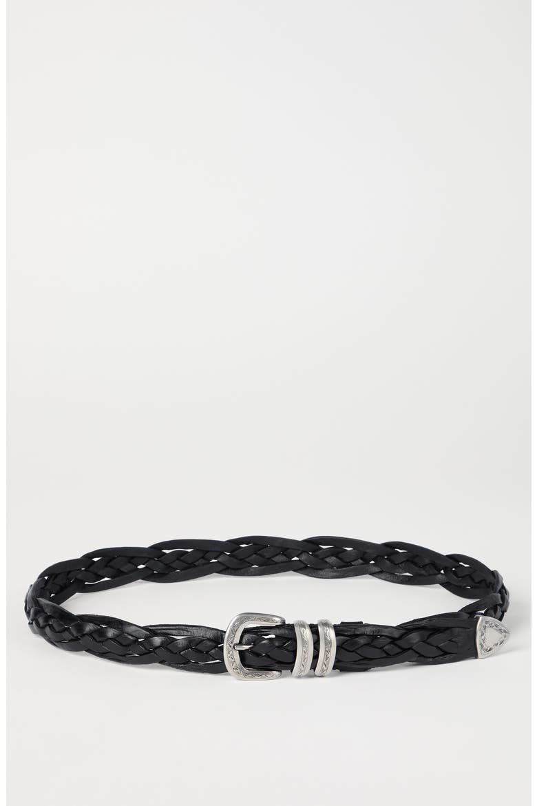 Braided calfskin belt, Alternate, color, Black