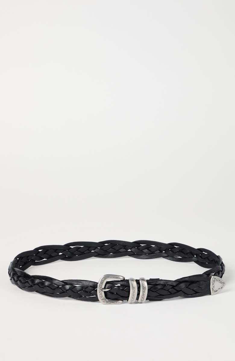 Brunello Cucinelli Braided calfskin belt, Alternate, color, Black