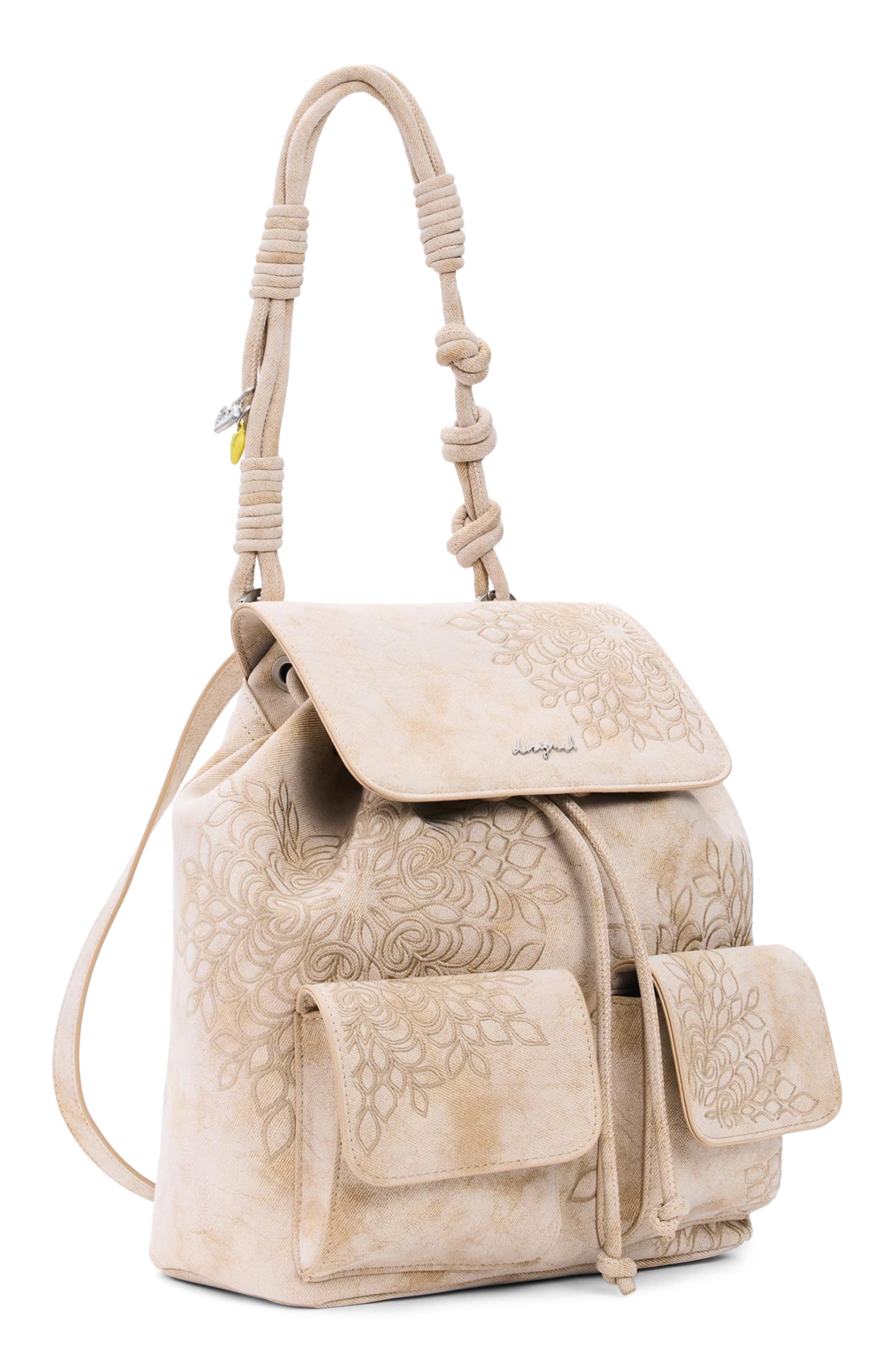 Desigual Mini Floral Embroidered Convertible Backpack, Alternate, color, 