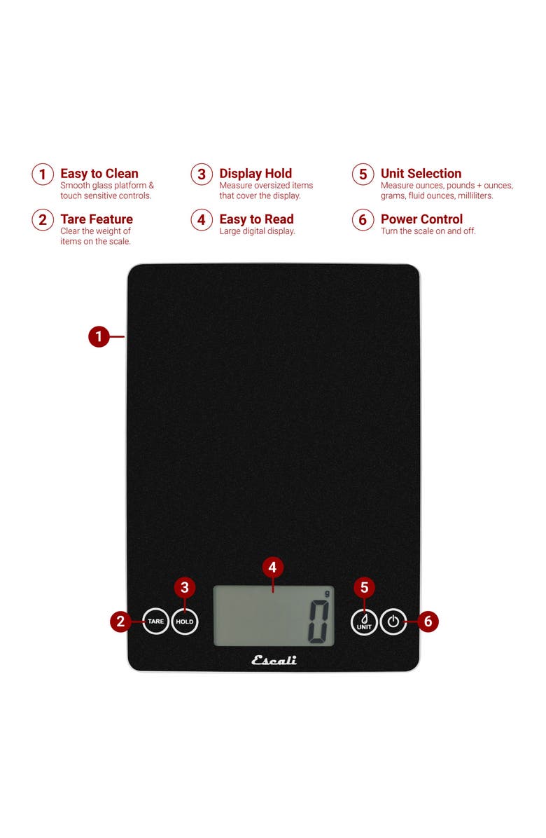 ESCALI Arti Glass Digital Scale, Alternate, color, Black Obsidian