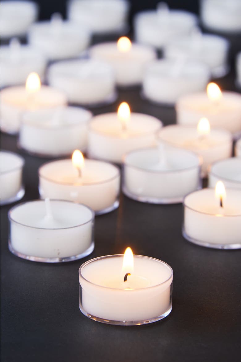 25 Clear Cup Tealight Candles Everyday White Wax 3 Hour Burn, Alternate, color, White