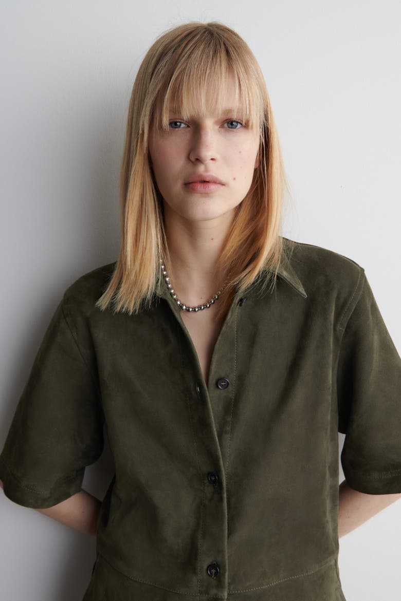 Suede Romper, Alternate, color, KHAKI