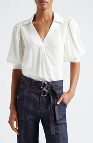 Cinq à Sept Weldon Collar Silk Top