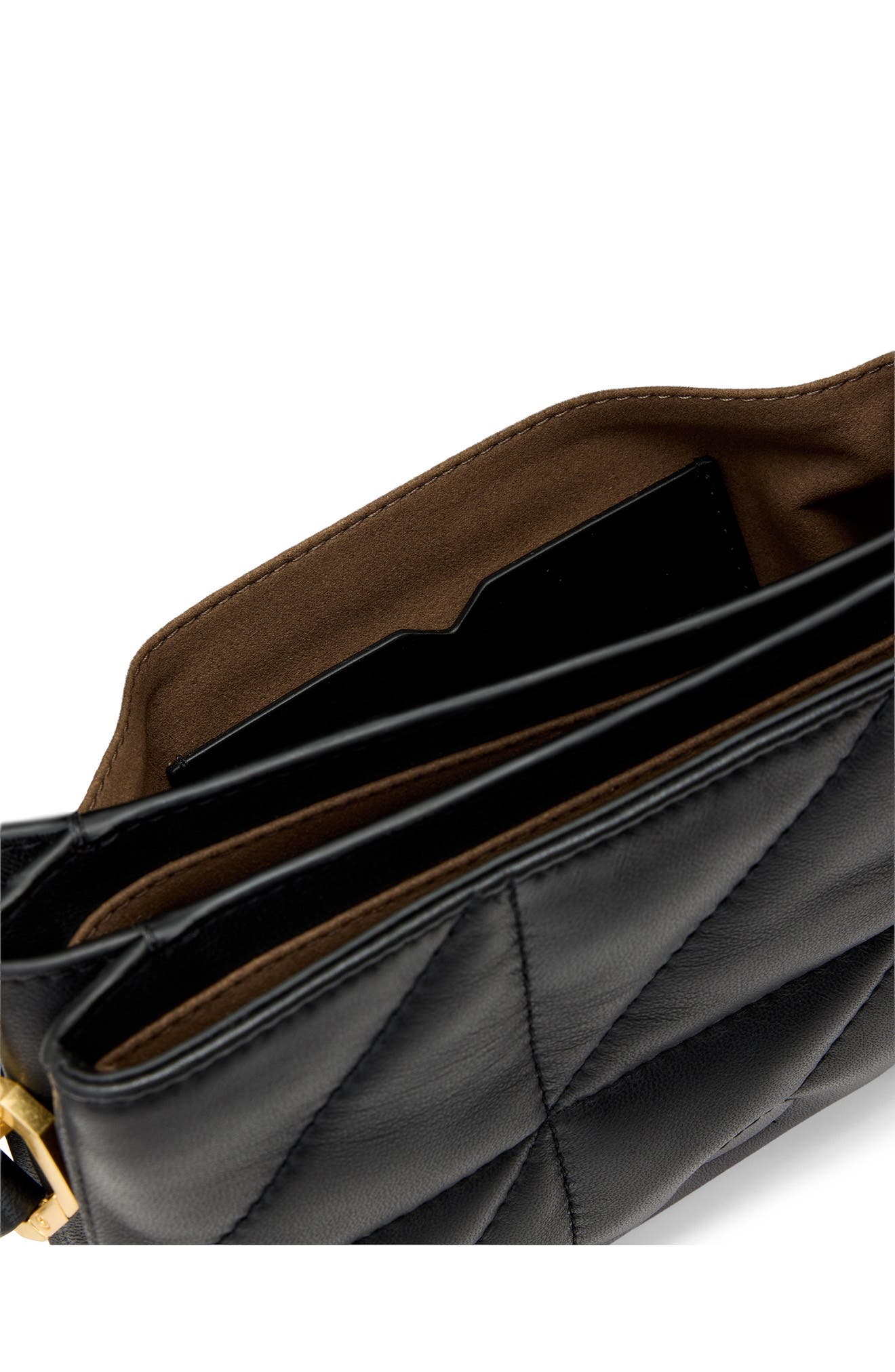 AllSaints Jupiter Quilted Leather Crossbody Bag, Alternate, color, Black