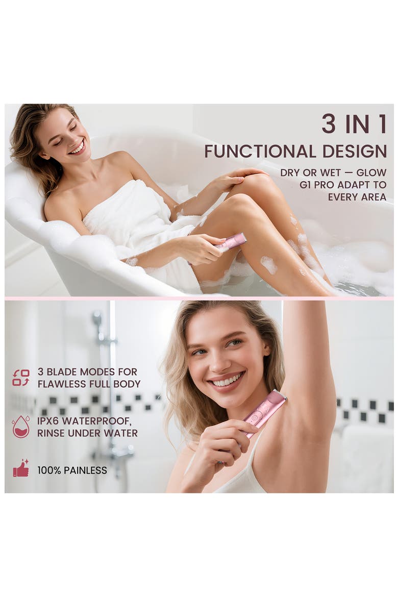 Glow G1 Pro 3-in-1 Bikini & Nose Hair Trimmer & Facial Shaver, Alternate, color, NO COLOR