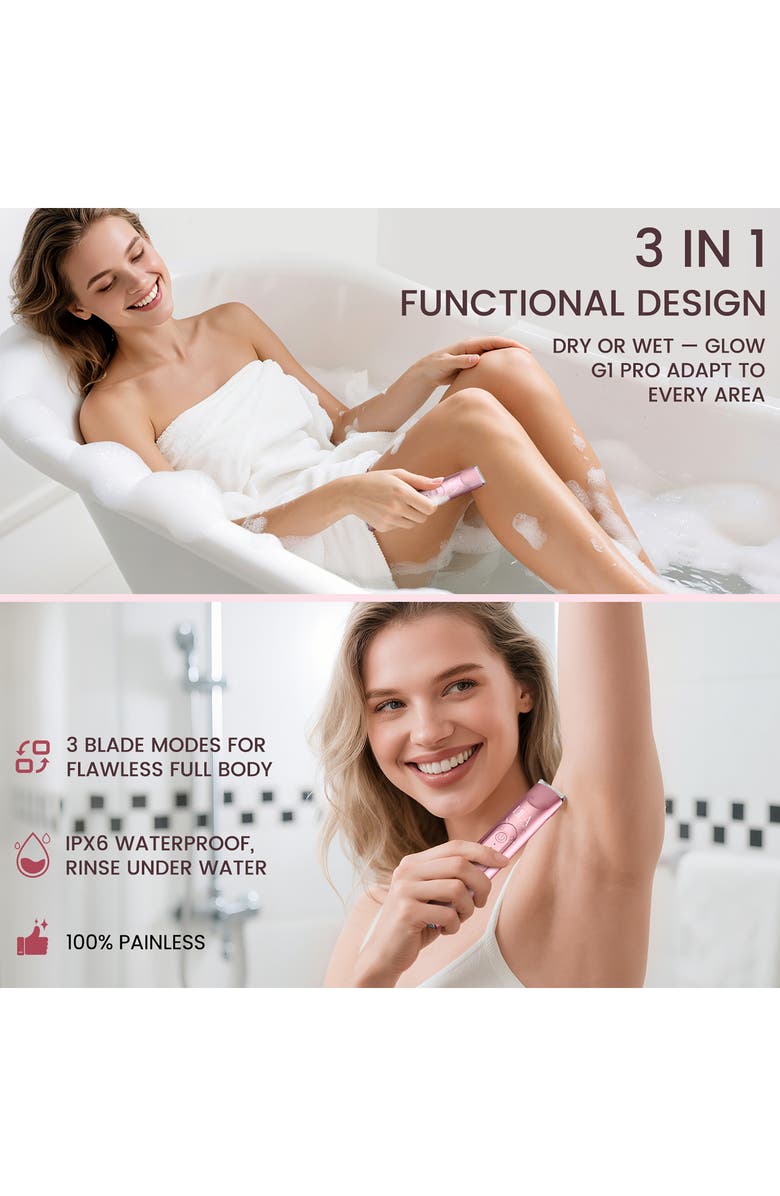 LILA BY AKUNBEM Glow G1 Pro 3-in-1 Bikini & Nose Hair Trimmer & Facial Shaver, Alternate, color,