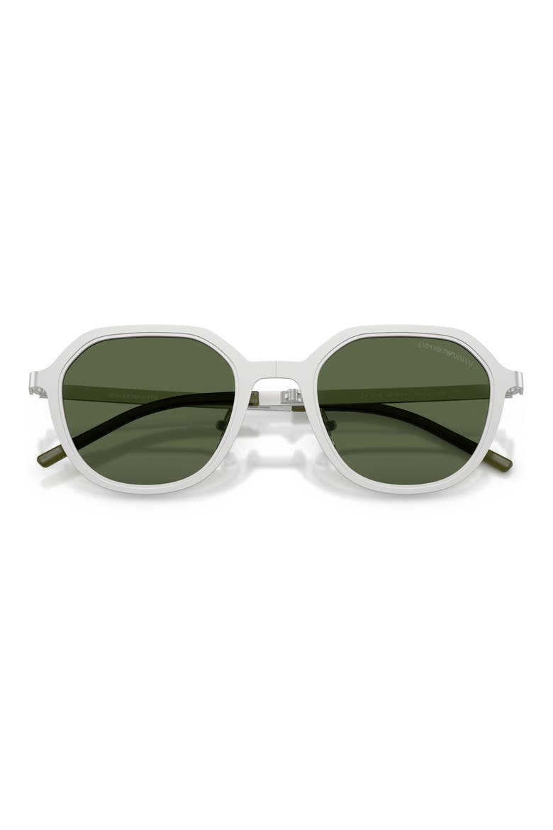 51mm Round Sunglasses, Alternate, color, MATTE SILVER / DARK GREEN