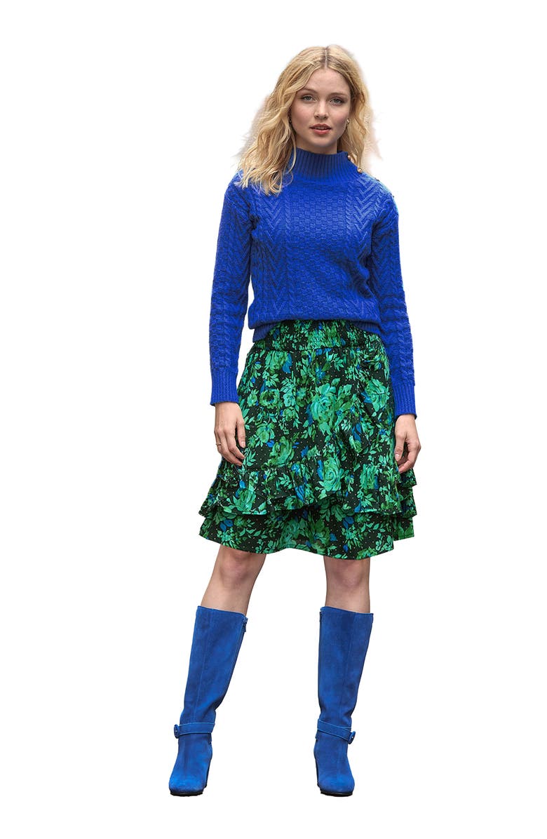 Joe Browns Flowy Ruffle Skirt, Main, color, Green Garden