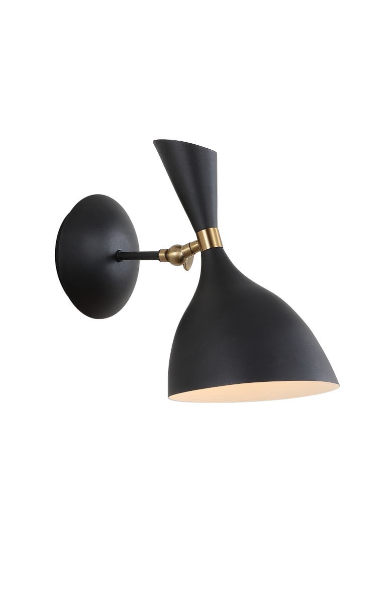 JONATHAN Y Josef Iron Retro LED Wall Sconce, Main, color, Black/Brass Gold