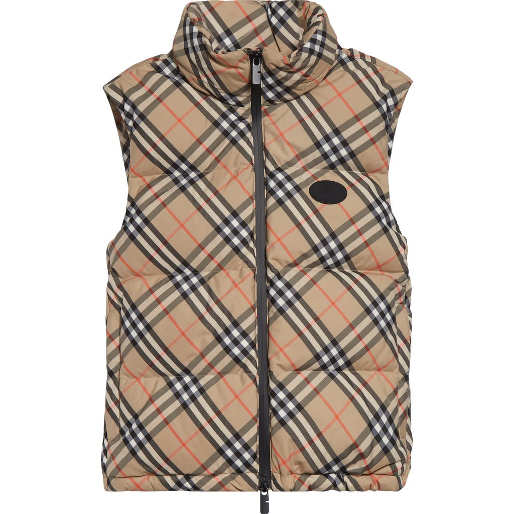 Burberry Harter Check Down Puffer Vest In Brown