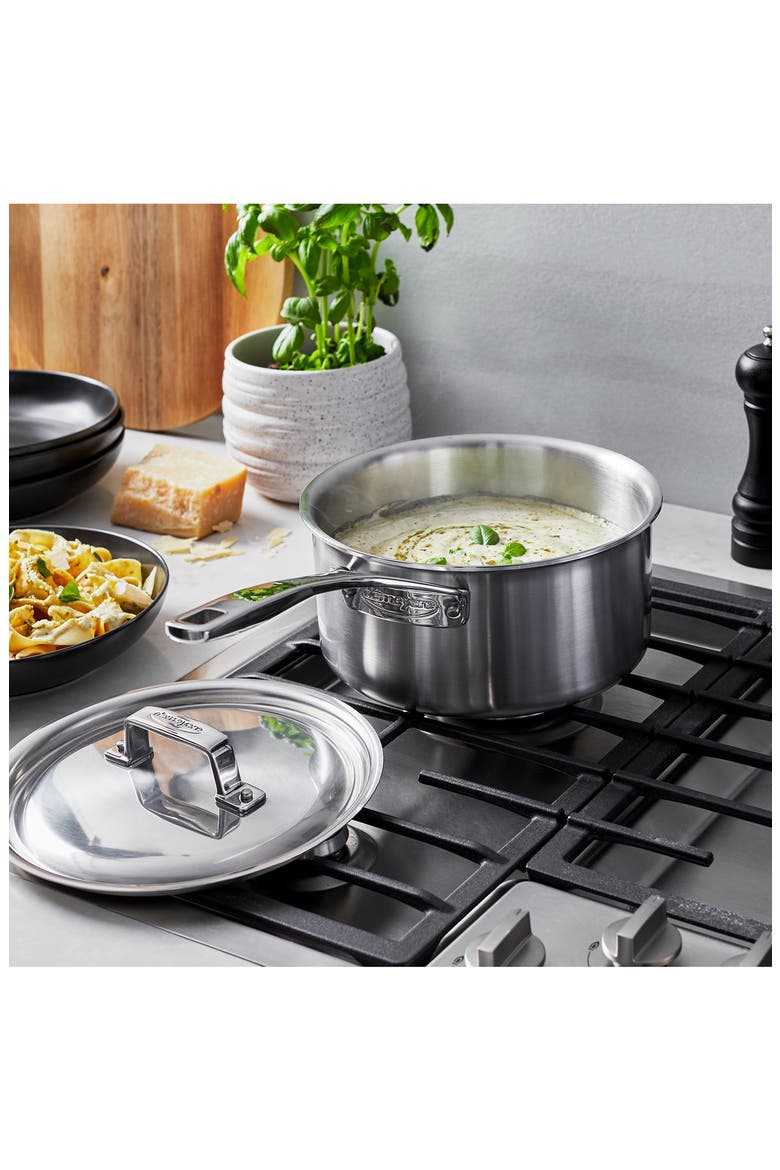 Essential 3-Quart 5-Ply Stainless Steel Saucepan with Lid, Alternate, color, STAINLESS STEEL