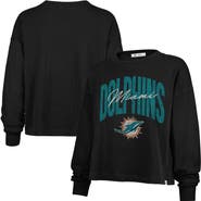 '47 Women's '47 Black Miami Dolphins Muse Sydney Long Sleeve Cropped T-Shirt