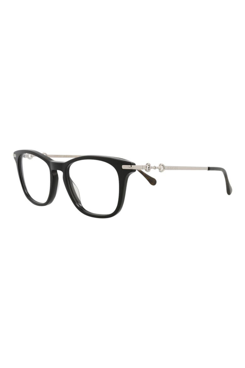 52mm Rectangular Optical Glasses, Alternate, color, BLACK SILVER TRANSPARENT