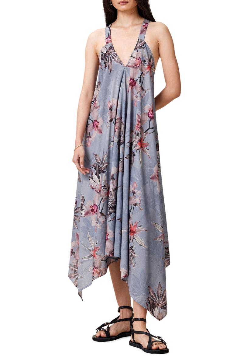 AllSaints Lil Handkerchief Hem Organic Cotton Dress, Main, color,