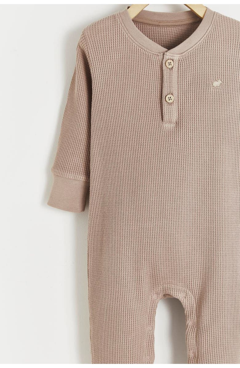 Babycottons Premium Cotton Waffle Footed Playsuit For Infant, Alternate, color,