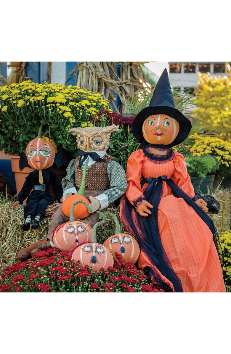 Gallerie II Tobias Owl Large Pumpkin Folk Art Doll Figurine 31" Joe Spencer Gathered Traditions Collectible, Alternate, color, Brown