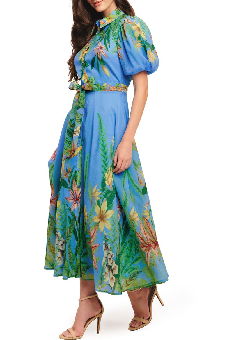 Floral Midi Shirtdress, Alternate, color, BLUE