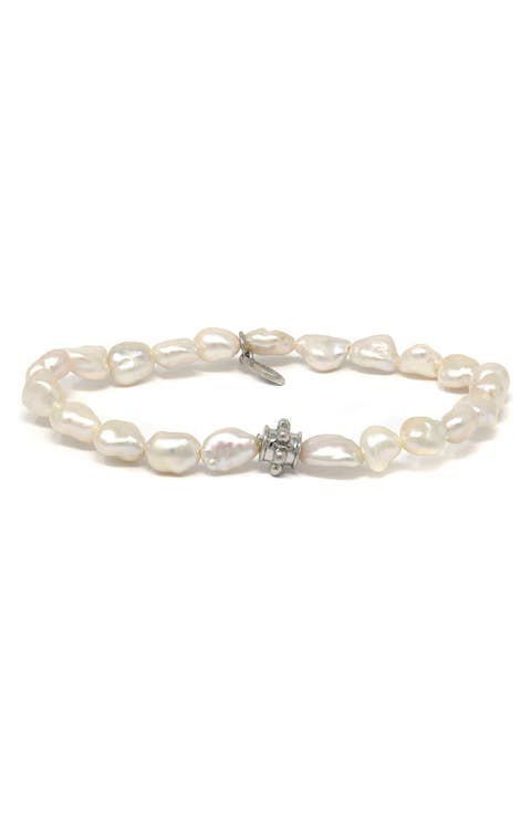 Bohème White Keshi Pearl Stretch Bracelet