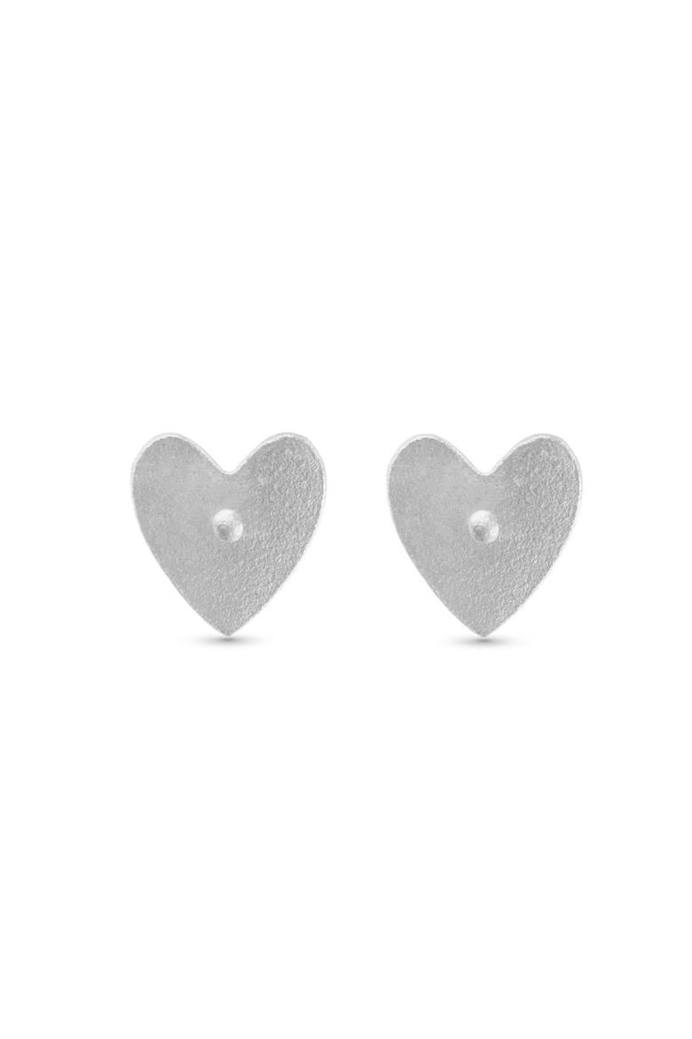 Heart Stud Earrings, Alternate, color, Platinum