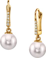 The Pearl Source Japanese Akoya Pearl & Diamond Susan Earrings
