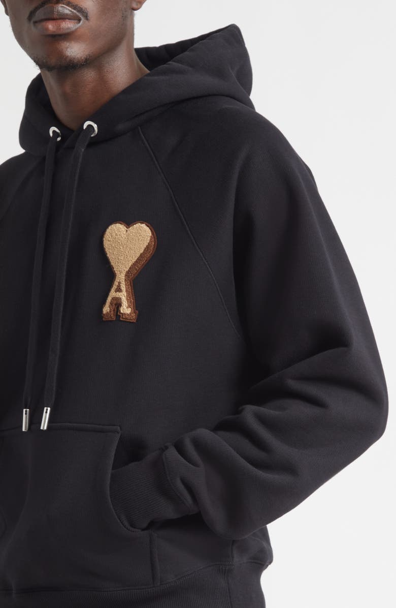 AMI PARIS Ami de Coeur Patch Hoodie, Alternate, color, Noir