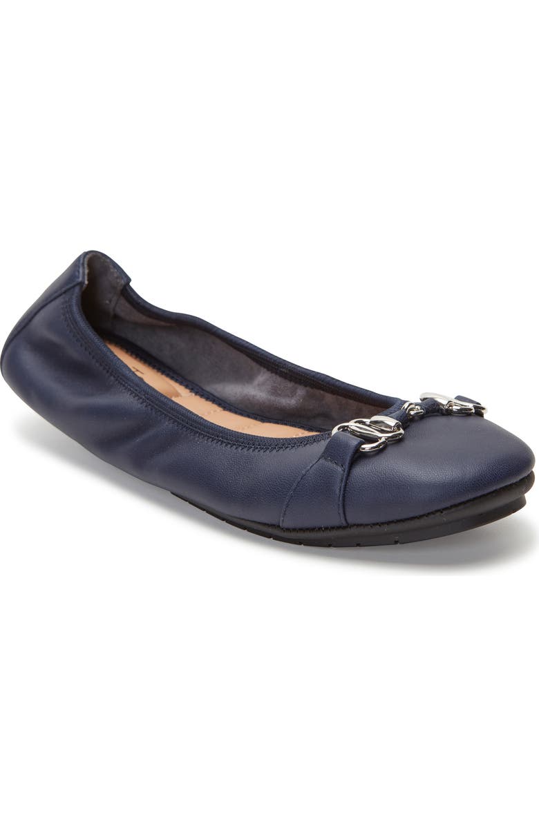Me Too Olympia Skimmer Flat, Main, color, Navy Leather
