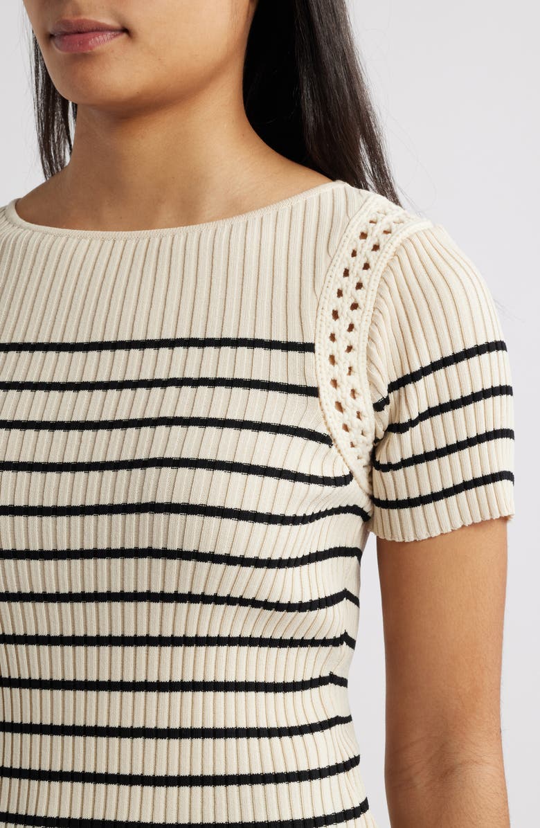 ZOE AND CLAIRE Stripe Crochet Trim Sweater, Alternate, color, 