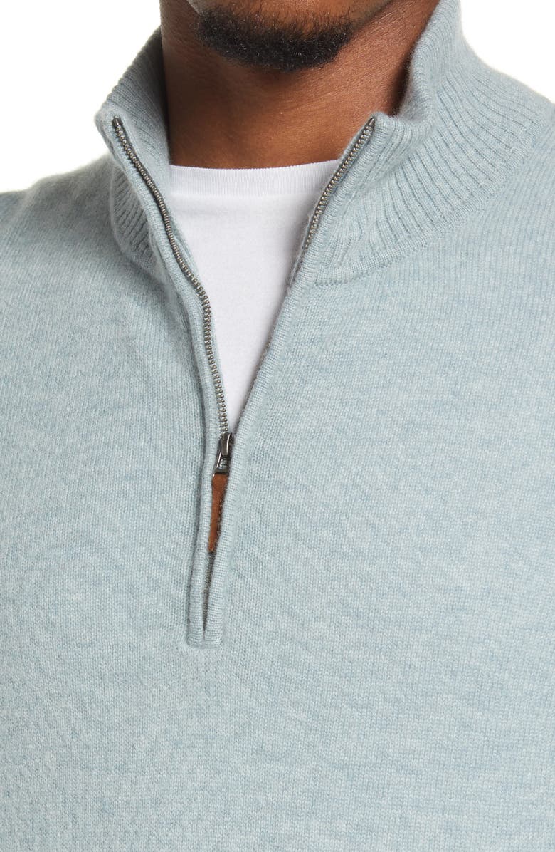 Nordstrom Cashmere Quarter Zip Pullover Sweater, Alternate, color, Blue Haze