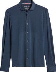 Stone Rose Solid Performance Piqué Button-Up Shirt