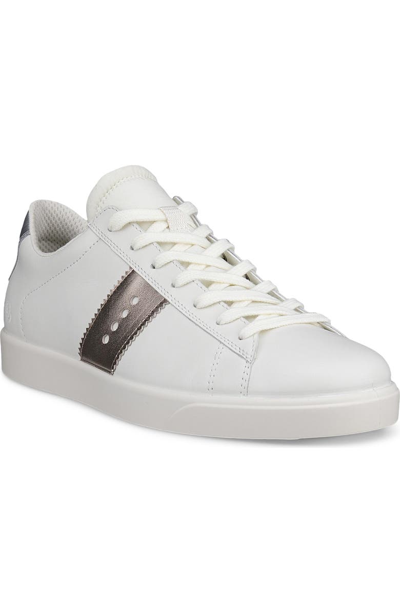 ECCO Street Lite Retro Sneaker, Main, color, White/Pure Silver