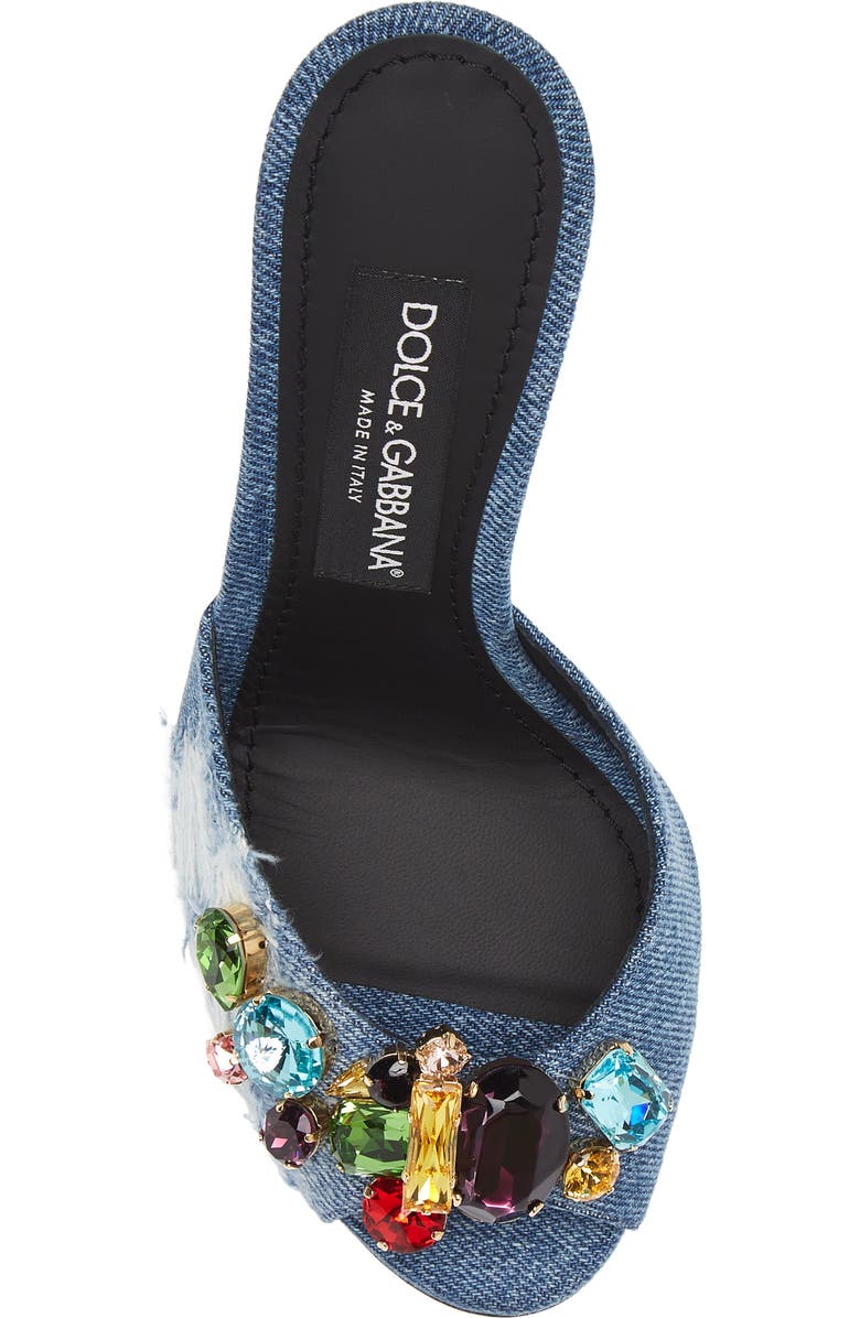 Dolce&Gabbana Patchwork Denim Embellished Slide Sandal, Alternate, color,