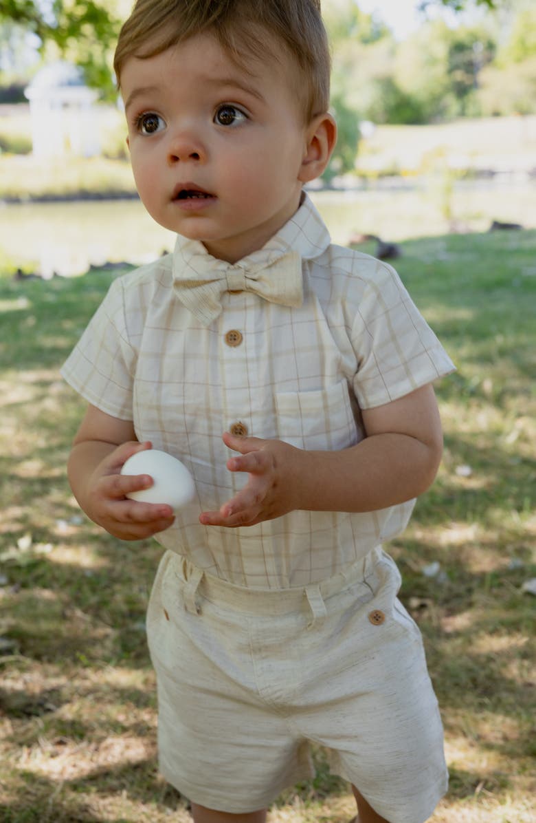 Petit Lem Bodysuit, Shorts & Bowtie Set, Alternate, color, Off White