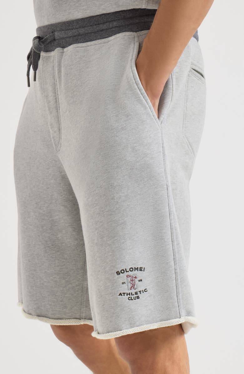 Brunello Cucinelli Cotton French terry Bermuda shorts with embroidery, Alternate, color, Grey