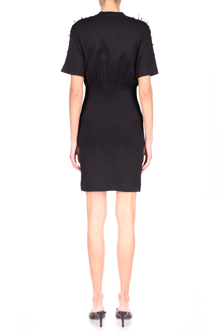 Spike Embellished T-Shirt Dress, Alternate, color, BLACK