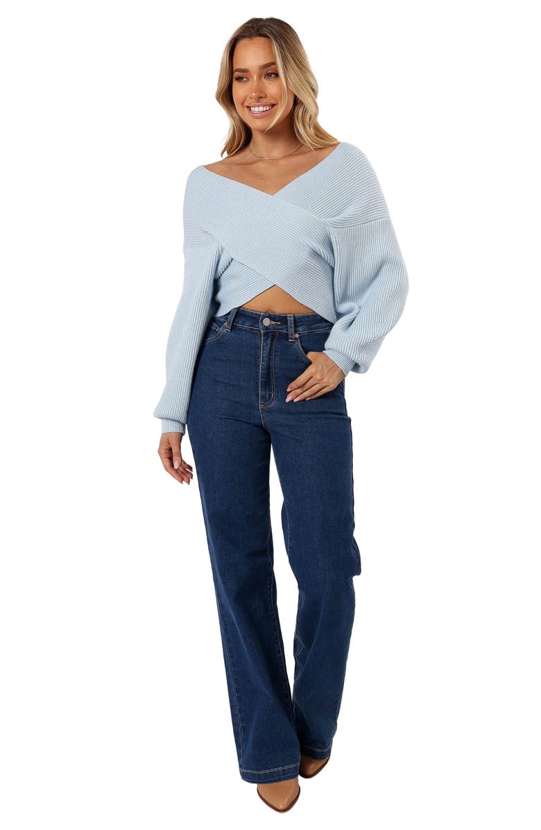 Petal & Pup Langton Wrap Crop Sweater, Alternate, color, Pale Blue