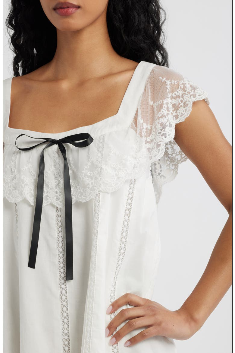 Lana Lace Trim Minidress, Alternate, color, WHITE