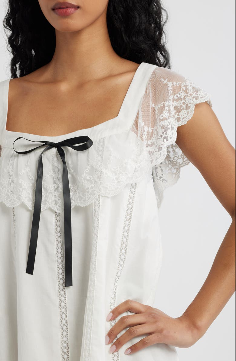 Lulus Lana Lace Trim Minidress, Alternate, color, White