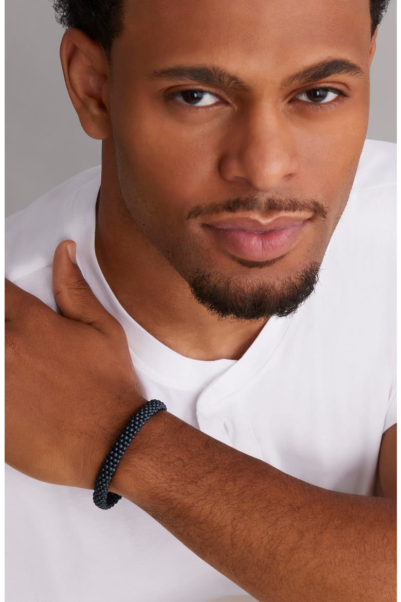 Men's Black Caviar Station Bracelet, Alternate, color, BLACK