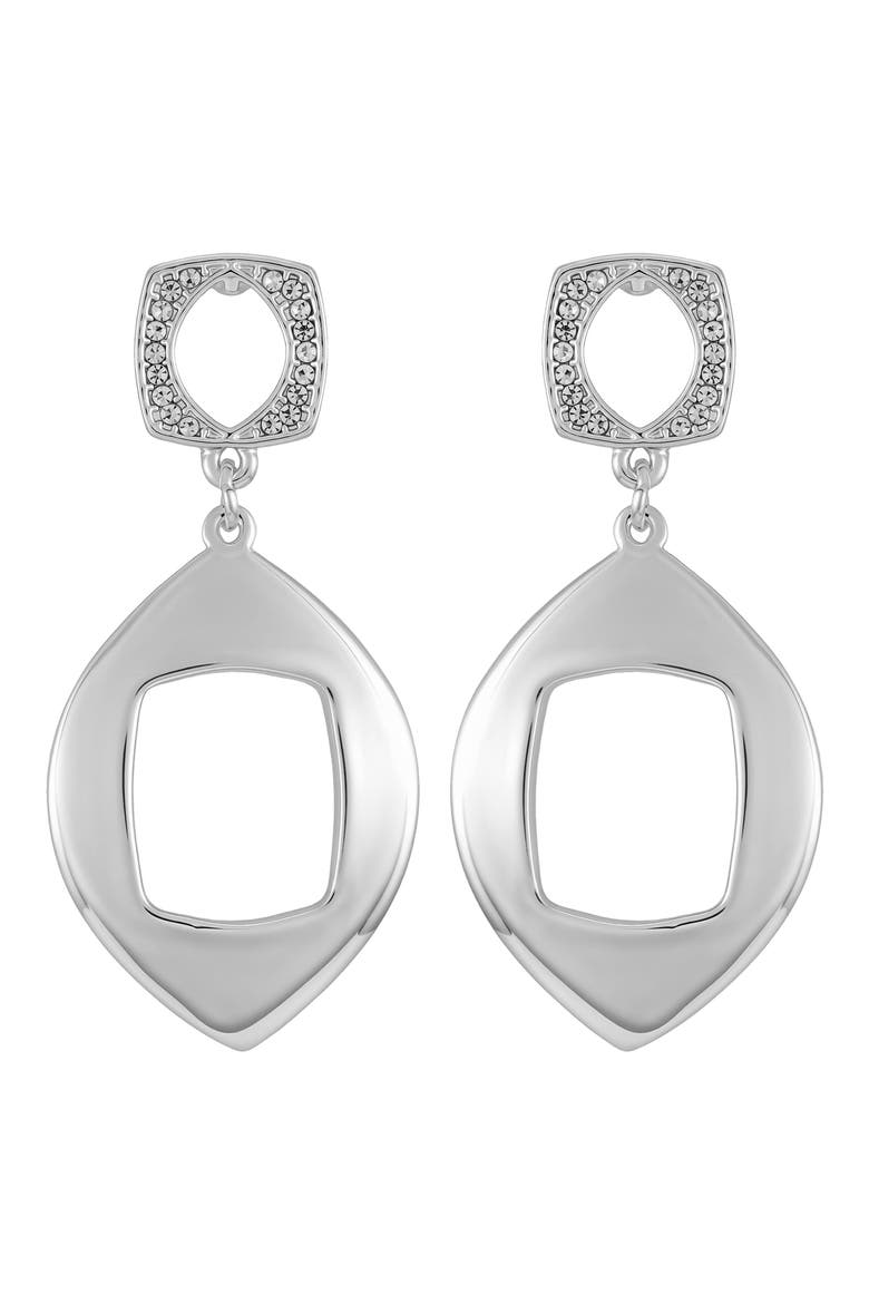 Pavè Double Drop Earrings, Alternate, color, SILVER TONE