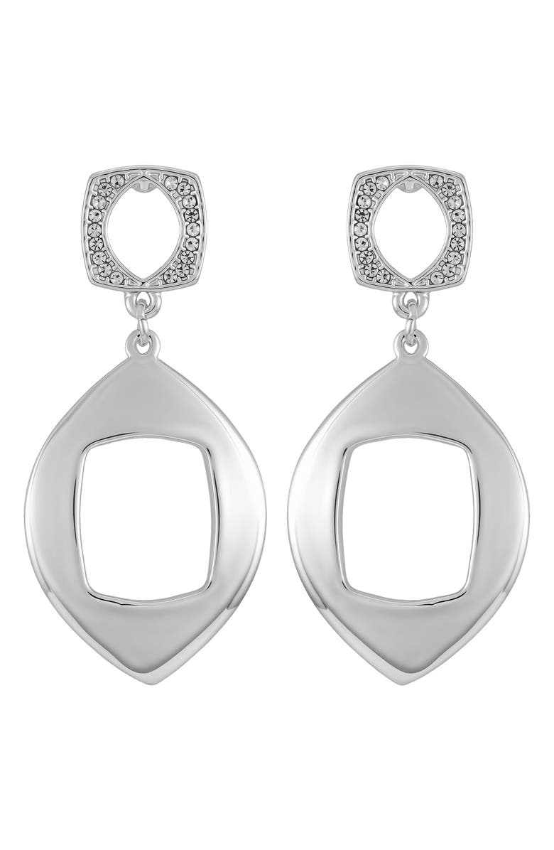 Vince Camuto Pavè Double Drop Earrings, Alternate, color, Silver Tone
