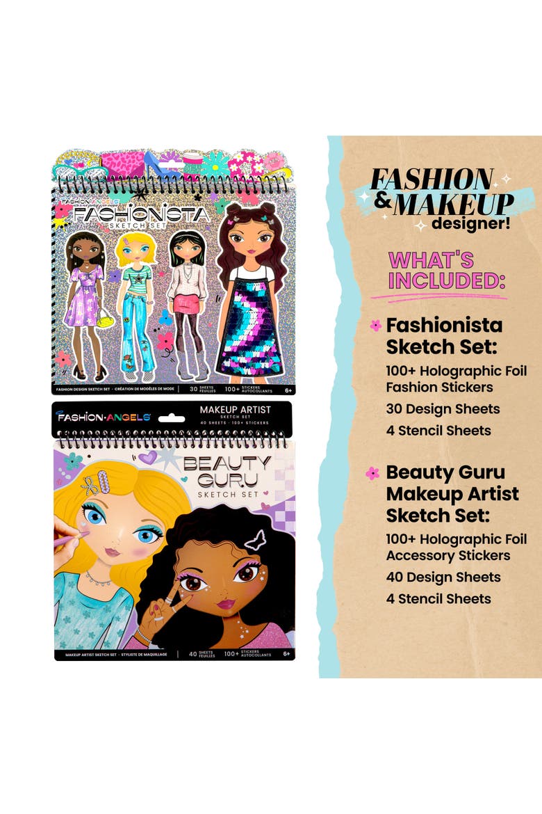 Sketch Portfolio Bundle Fashionista & Beauty Guru, Alternate, color, Multicolored