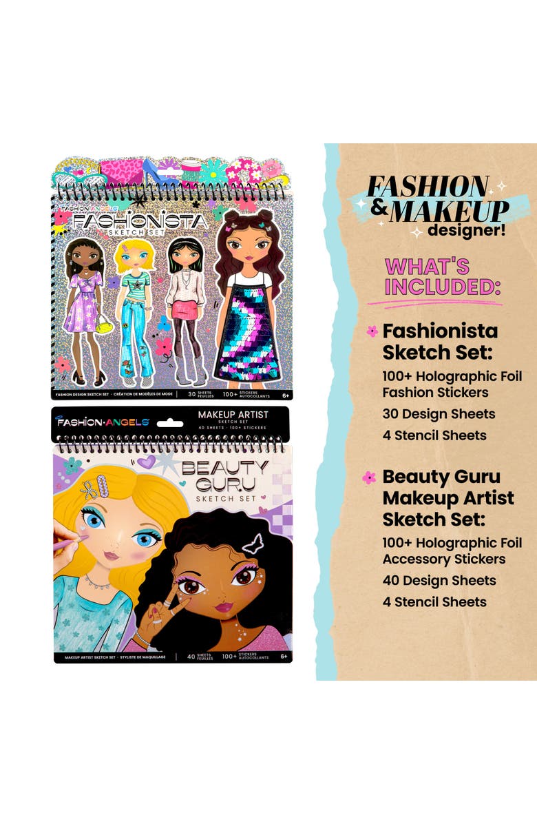 Fashion Angels Sketch Portfolio Bundle Fashionista & Beauty Guru, Alternate, color,