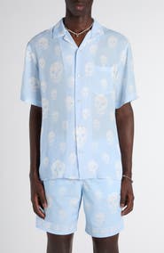 McQueen Skull Print Camp Shirt