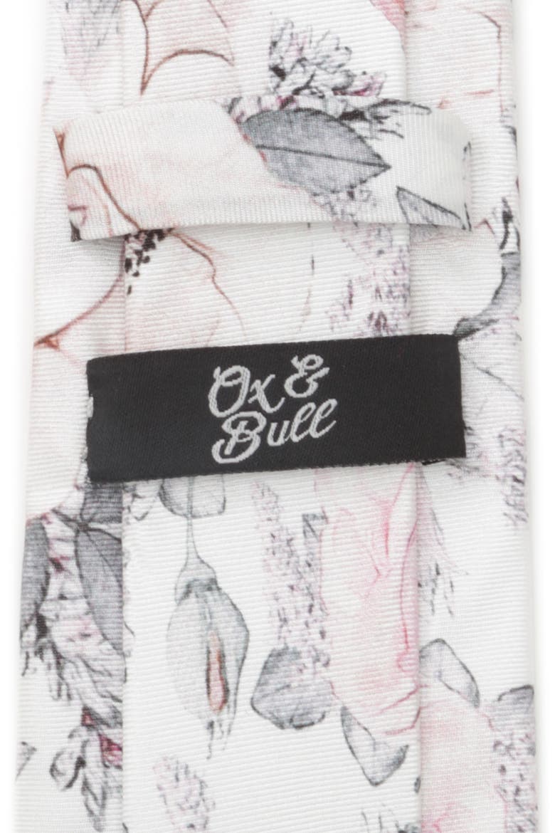 Painted Floral Silk Tie, Alternate, color, GREY
