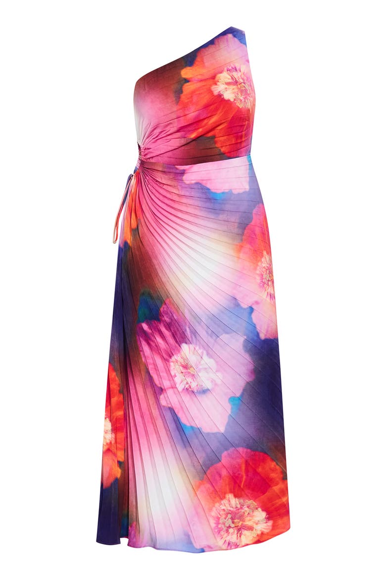 Firework Floral Print Pleated Dress, Alternate, color, FLORAL FIREWORK