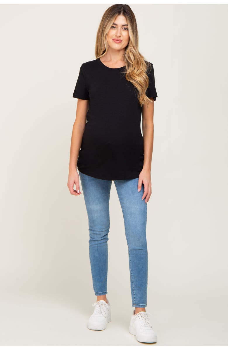 PinkBlush Basic Crew Neck Tee, Alternate, color, Black