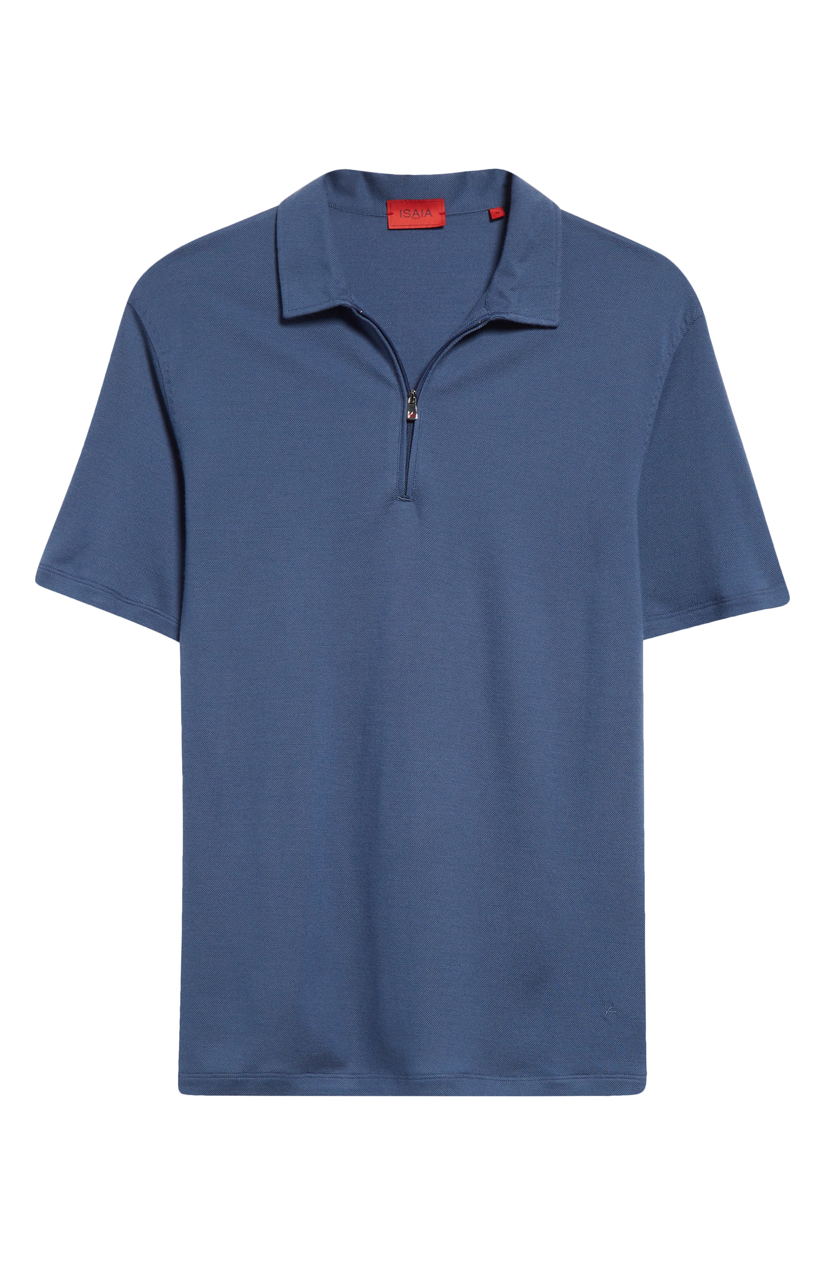 ISAIA Half Zip Wool Polo in Pastel Blue 