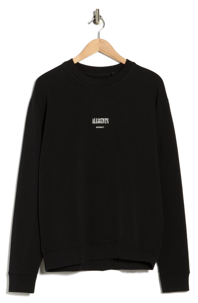 AllSaints Burman Crewneck Cotton Sweatshirt, Alternate, color, Jet Black